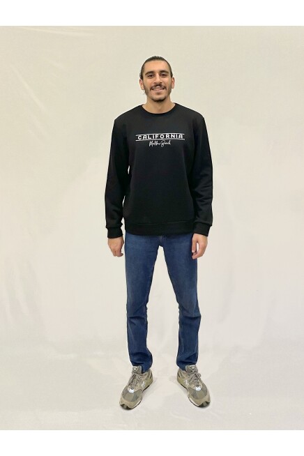 Süperlife Erkek Bisiklet Yaka Rahat Kalıp 3 iplik Kalın Californıa Baskılı  Sweatshirt SPR24SW32