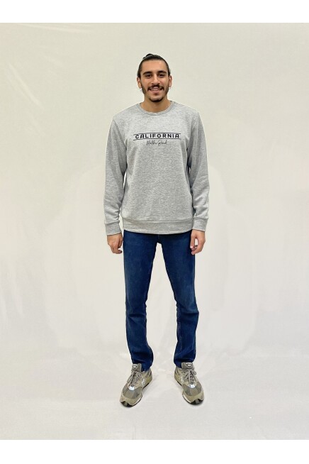 Süperlife Erkek Bisiklet Yaka Rahat Kalıp 3 iplik Kalın Californıa Baskılı  Sweatshirt SPR24SW32