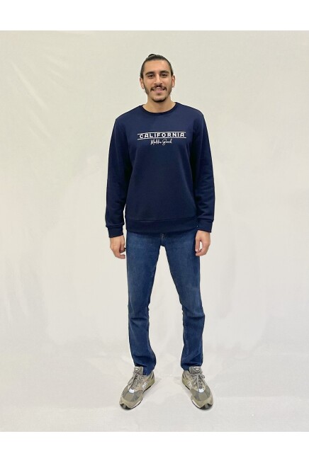 Süperlife Erkek Bisiklet Yaka Rahat Kalıp 3 iplik Kalın Californıa Baskılı  Sweatshirt SPR24SW32