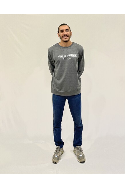 Süperlife Erkek Bisiklet Yaka Rahat Kalıp 3 iplik Kalın Californıa Baskılı  Sweatshirt SPR24SW32