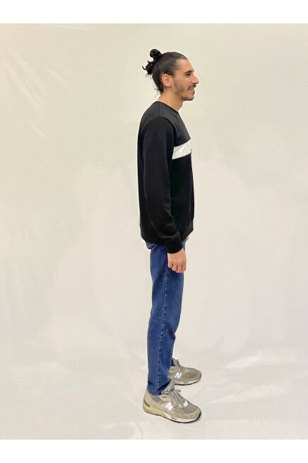 Süperlife Erkek Bisiklet Yaka Rahat Kalıp 3 iplik Kalın Garnili Sweatshirt SPR24SW35