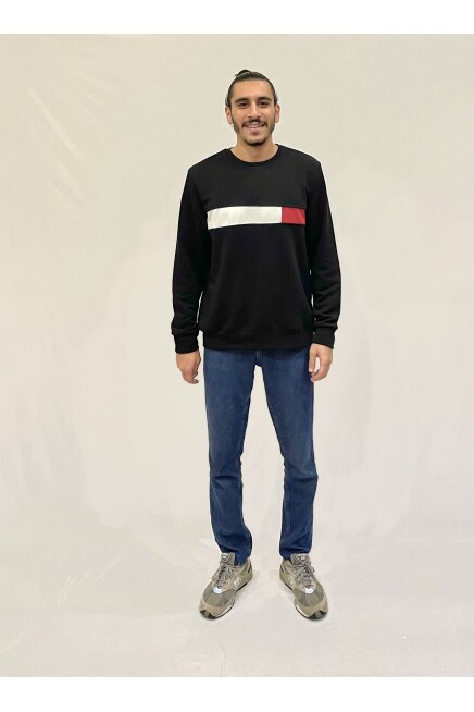 Erkek Bisiklet Yaka Rahat Kalıp 3 iplik Kalın Garnili Sweatshirt SPR24SW35