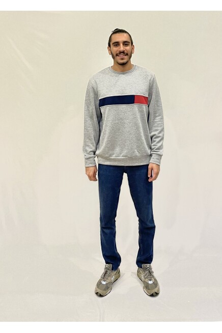 Süperlife Erkek Bisiklet Yaka Rahat Kalıp 3 iplik Kalın Garnili Sweatshirt SPR24SW35
