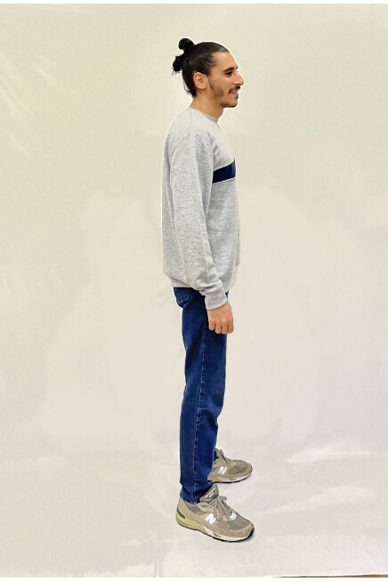 Süperlife Erkek Bisiklet Yaka Rahat Kalıp 3 iplik Kalın Garnili Sweatshirt SPR24SW35