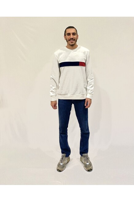 Süperlife Erkek Bisiklet Yaka Rahat Kalıp 3 iplik Kalın Garnili Sweatshirt SPR24SW35