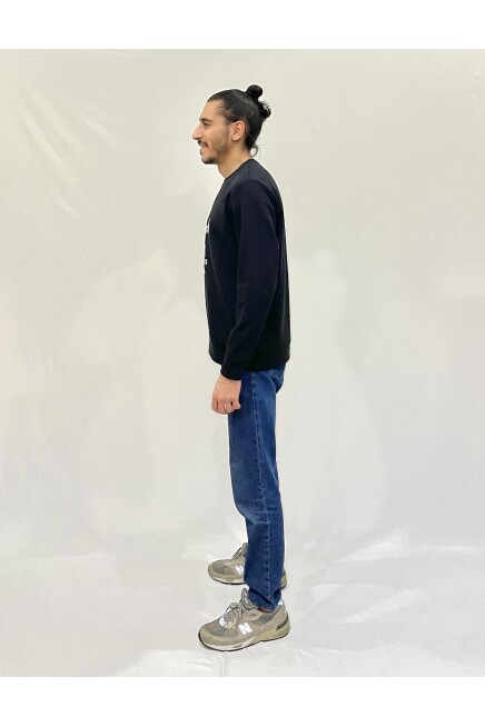 Süperlife Erkek Bisiklet Yaka Rahat Kalıp 3 iplik Kalın N Baskılı  Sweatshirt SPR24SW25