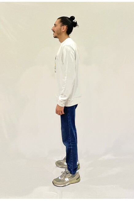 Süperlife Erkek Bisiklet Yaka Rahat Kalıp 3 iplik Kalın N Baskılı  Sweatshirt SPR24SW25