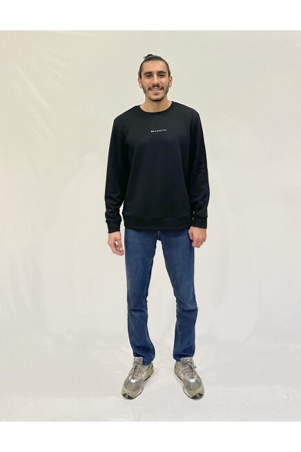 Süperlife Erkek Bisiklet Yaka Rahat Kalıp 3 iplik Kalın Orta Brooklyn Nakışlı Sweatshirt SPR24SW34