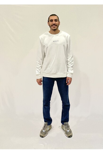 Süperlife Erkek Bisiklet Yaka Rahat Kalıp 3 iplik Kalın Orta Brooklyn Nakışlı Sweatshirt SPR24SW34