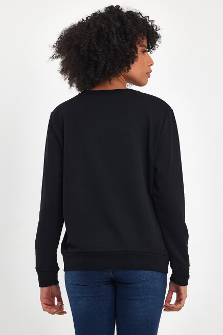 Süperlife Kadın Bisiklet Yaka Rahat Kalıp 3 iplik Kalın Orta Brooklyn Nakışlı Sweatshirt SPR24SWk34