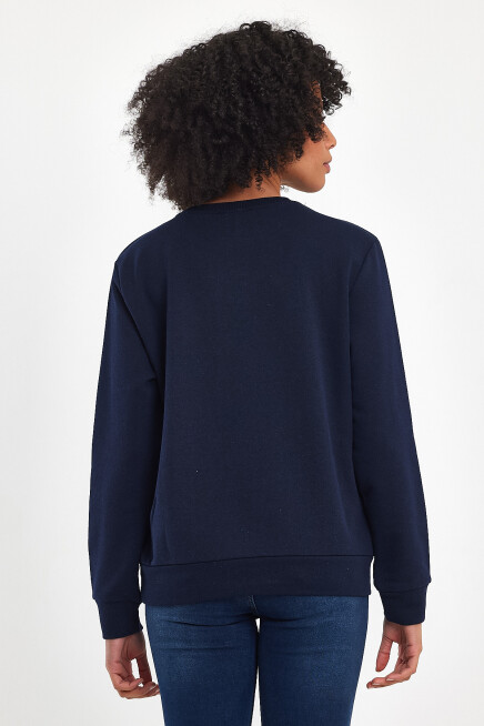 Süperlife Kadın Bisiklet Yaka Rahat Kalıp 3 iplik Kalın Orta Brooklyn Nakışlı Sweatshirt SPR24SWk34