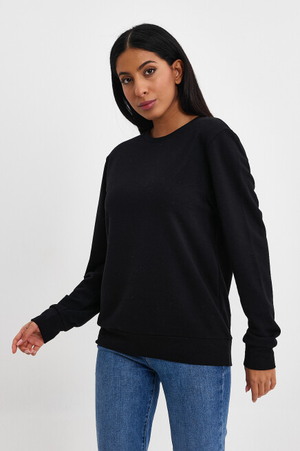 Süperlife Kadın Bisiklet Yaka Rahat Kalıp 3 iplik Kalın Sweatshirt SPR24SWK-36