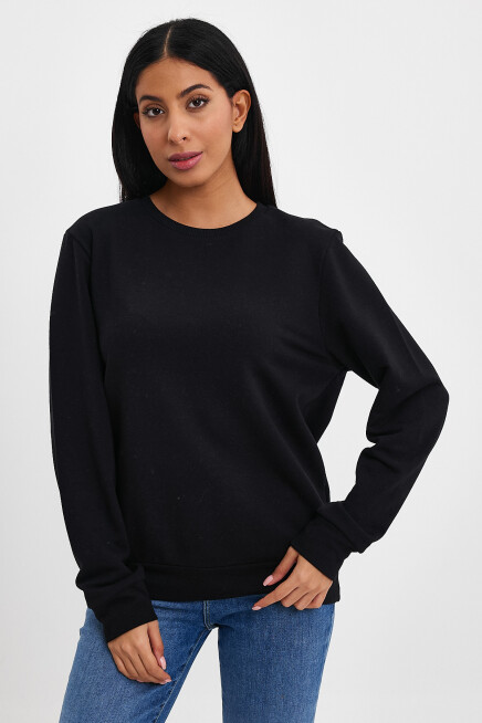 Süperlife Kadın Bisiklet Yaka Rahat Kalıp 3 iplik Kalın Sweatshirt SPR24SWK-36