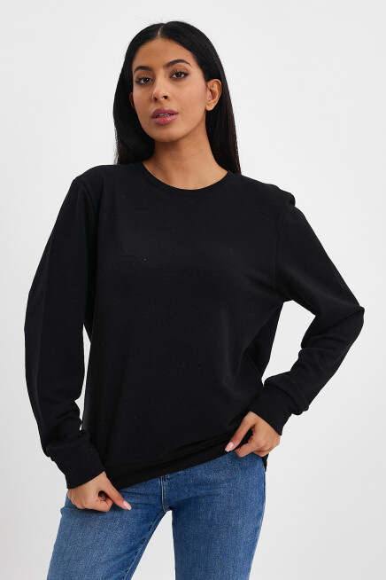 Süperlife Kadın Bisiklet Yaka Rahat Kalıp 3 iplik Kalın Sweatshirt SPR24SWK-36