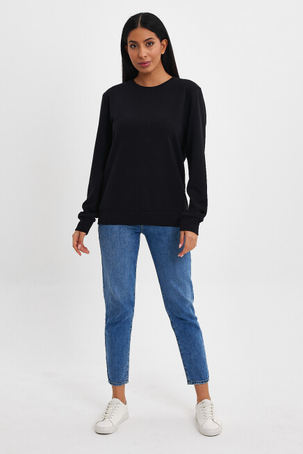 Süperlife Kadın Bisiklet Yaka Rahat Kalıp 3 iplik Kalın Sweatshirt SPR24SWK-36