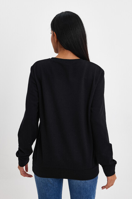 Süperlife Kadın Bisiklet Yaka Rahat Kalıp 3 iplik Kalın Sweatshirt SPR24SWK-36