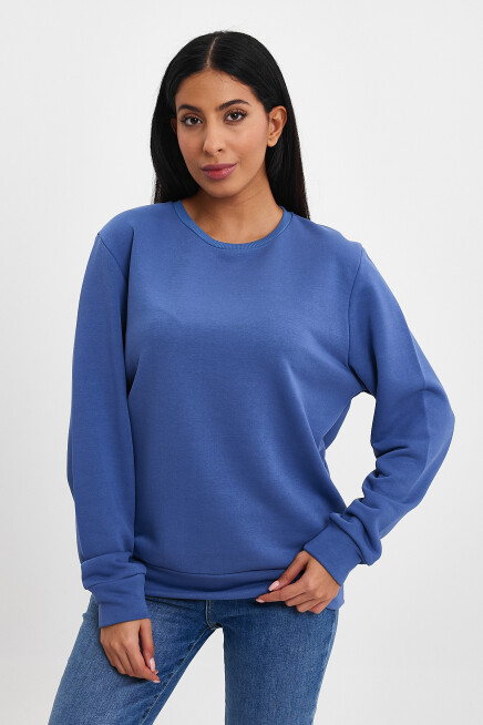 Süperlife Kadın Bisiklet Yaka Rahat Kalıp 3 iplik Kalın Sweatshirt SPR24SWK-36