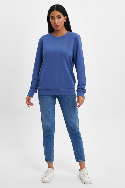 Süperlife Kadın Bisiklet Yaka Rahat Kalıp 3 iplik Kalın Sweatshirt SPR24SWK-36