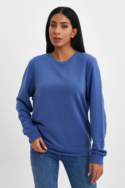 Süperlife Kadın Bisiklet Yaka Rahat Kalıp 3 iplik Kalın Sweatshirt SPR24SWK-36