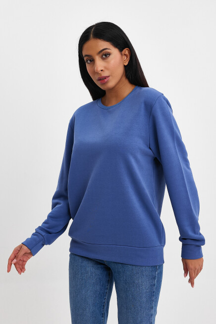 Süperlife Kadın Bisiklet Yaka Rahat Kalıp 3 iplik Kalın Sweatshirt SPR24SWK-36