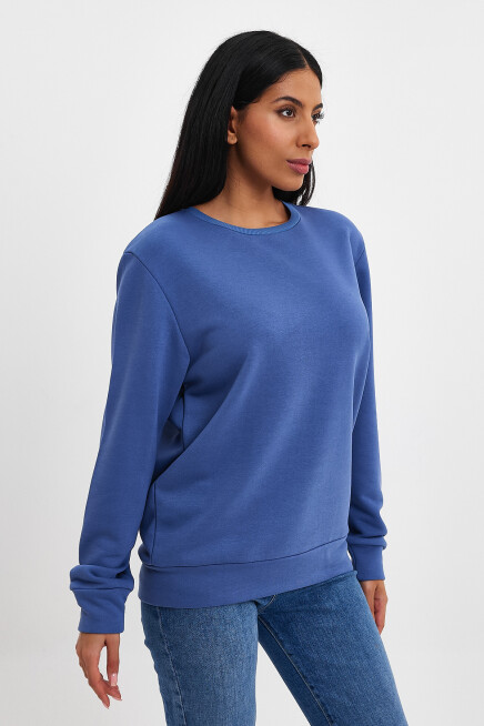 Süperlife Kadın Bisiklet Yaka Rahat Kalıp 3 iplik Kalın Sweatshirt SPR24SWK-36