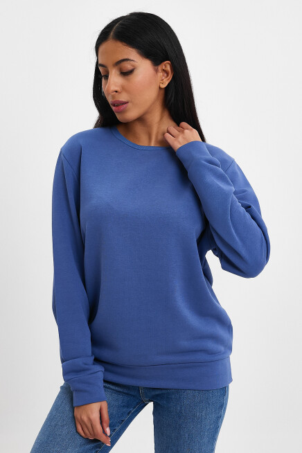 Süperlife Kadın Bisiklet Yaka Rahat Kalıp 3 iplik Kalın Sweatshirt SPR24SWK-36