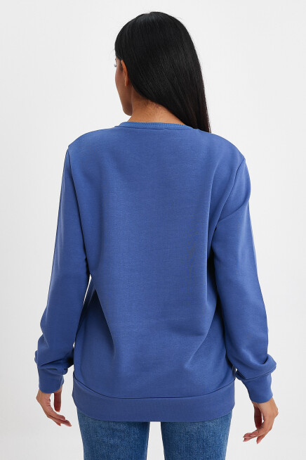 Süperlife Kadın Bisiklet Yaka Rahat Kalıp 3 iplik Kalın Sweatshirt SPR24SWK-36