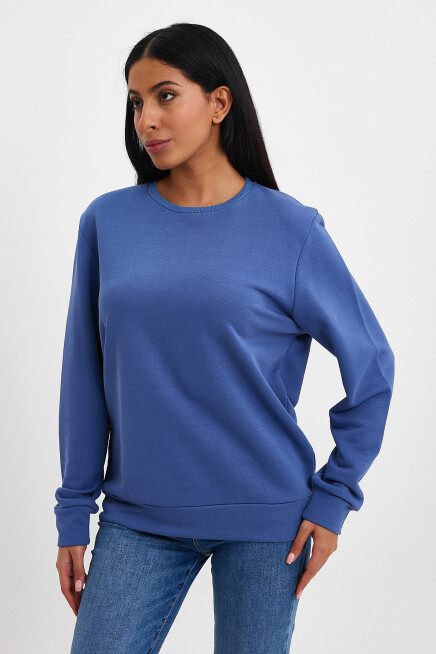 Süperlife Kadın Bisiklet Yaka Rahat Kalıp 3 iplik Kalın Sweatshirt SPR24SWK-36