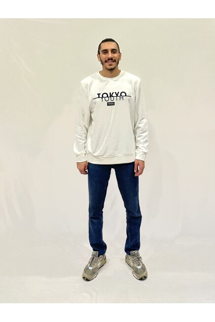 Süperlife Erkek Bisiklet Yaka Rahat Kalıp 3 iplik Kalın Tokyo Baskılı  Sweatshirt SPR24SW30