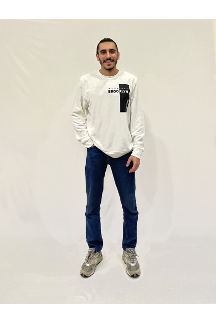 Süperlife Erkek Bisiklet Yaka Rahat Kalıp 3 iplik Kalın W.Brooklyn Baskılı  Sweatshirt SPR24SW31