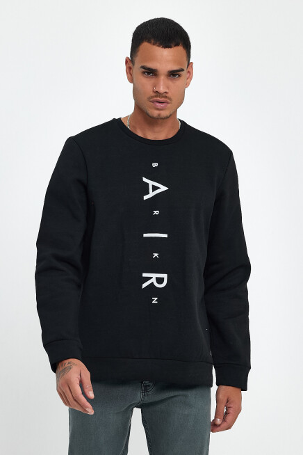 Süperlife Erkek Bisiklet Yaka Regular Fit Air Baskılı İnce Sweatshirt SPR22SW131