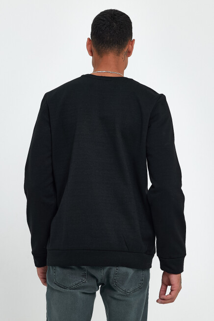 Süperlife Erkek Bisiklet Yaka Regular Fit Air Baskılı İnce Sweatshirt SPR22SW131