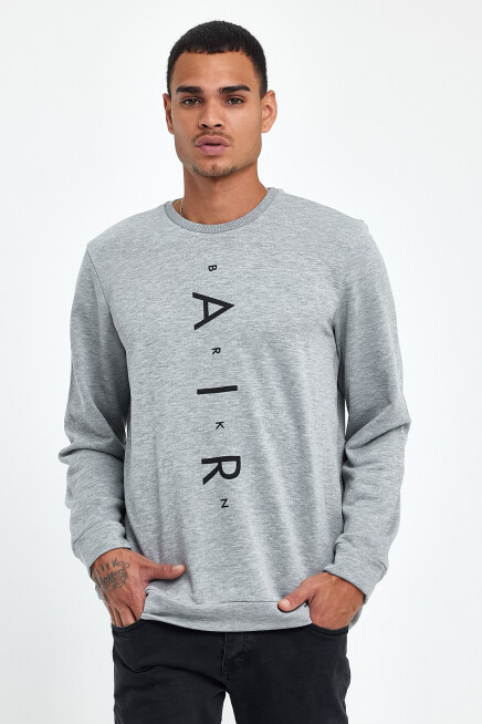 Süperlife Erkek Bisiklet Yaka Regular Fit Air Baskılı İnce Sweatshirt SPR22SW131