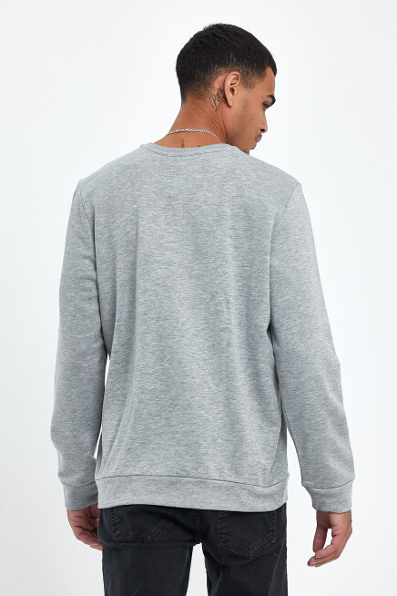 Süperlife Erkek Bisiklet Yaka Regular Fit Air Baskılı İnce Sweatshirt SPR22SW131