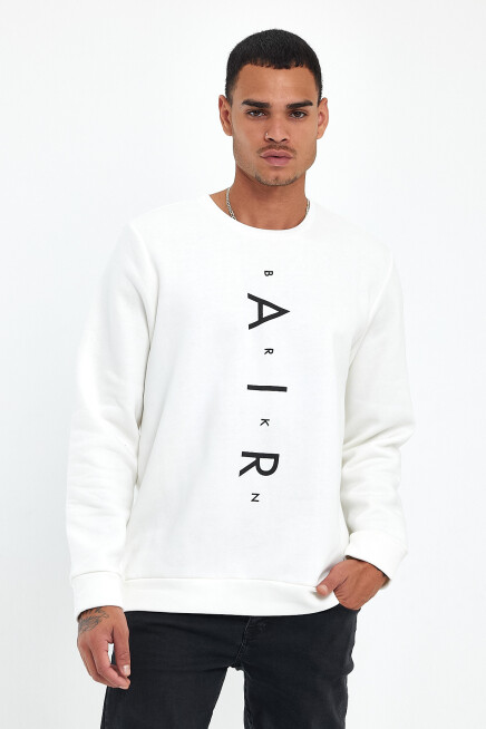 Süperlife Erkek Bisiklet Yaka Regular Fit Air Baskılı İnce Sweatshirt SPR22SW131