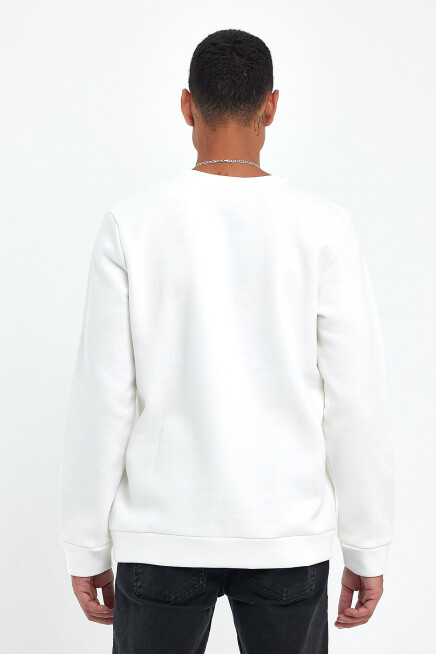 Süperlife Erkek Bisiklet Yaka Regular Fit Air Baskılı İnce Sweatshirt SPR22SW131