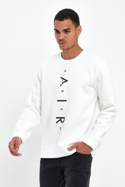 Süperlife Erkek Bisiklet Yaka Regular Fit Air Baskılı İnce Sweatshirt SPR22SW131