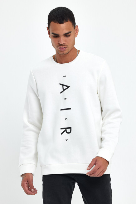 Süperlife Erkek Bisiklet Yaka Regular Fit Air Baskılı İnce Sweatshirt SPR22SW131