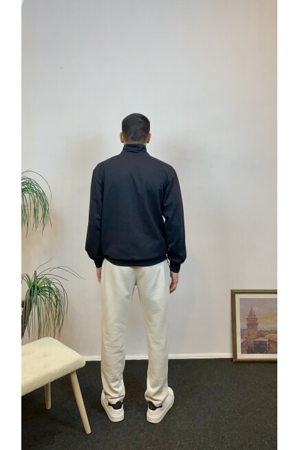 Süperlife Erkek 3 iplik Yarım Fermuarlı Kanguru Çepli Sweatshırt spr24sw22