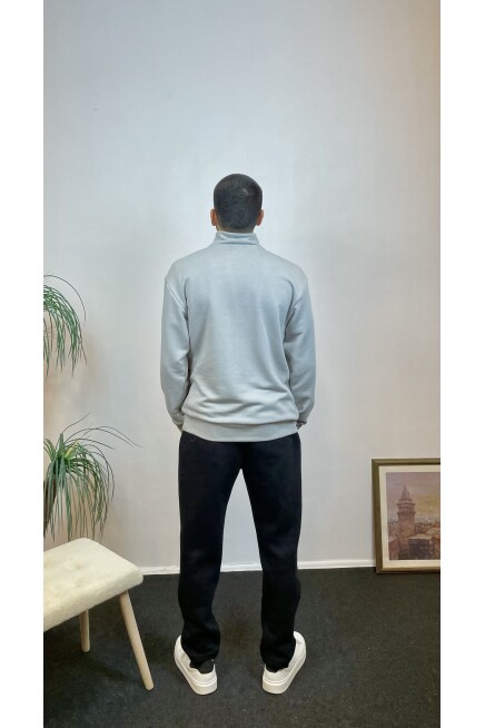 Süperlife Erkek 3 iplik Yarım Fermuarlı Kanguru Çepli Sweatshırt spr24sw22