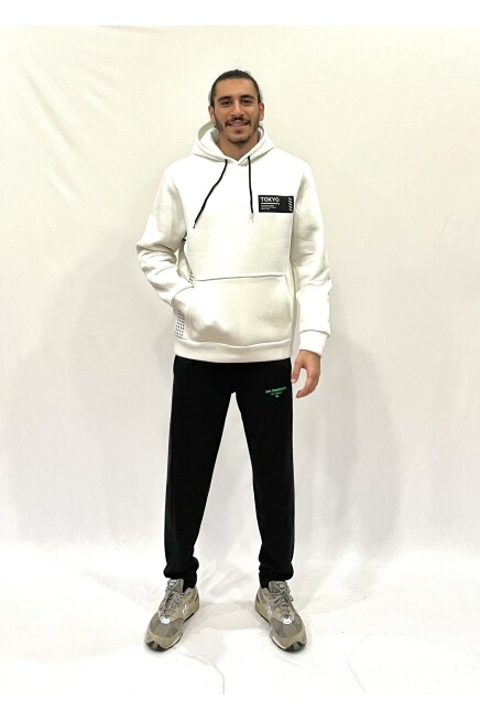 Süperlife Erkek Kapşonlu Rahat Kalıp İçi Polarlı 3 iplik Tokyo Baskılı SweatShırt spr24sw05