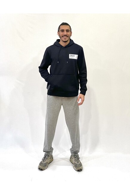 Süperlife Erkek Kapşonlu Rahat Kalıp İçi Polarlı 3 iplik Tokyo Baskılı SweatShırt spr24sw05
