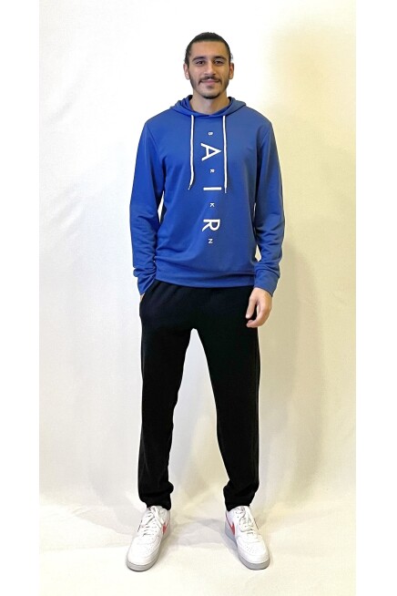 Süperlife Erkek Kapşonlu Regular Fit Air Baskılı İnce Sweatshirt SPR22SW162