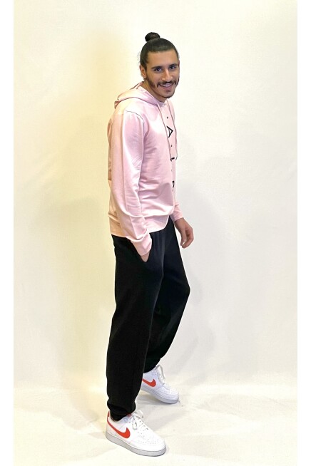 Süperlife Erkek Kapşonlu Regular Fit Air Baskılı İnce Sweatshirt SPR22SW162