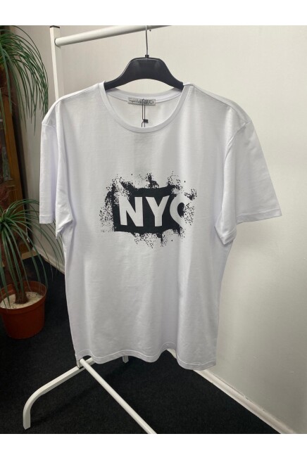 Süperlife Kadın Bisiklet Yaka Oversize Fit NYC Baskılı Tişort SPR24TSk114