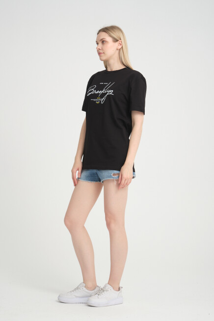 Süperlife Kadın Bisiklet Yaka Oversize Fit  Tişort SPR24TSk110