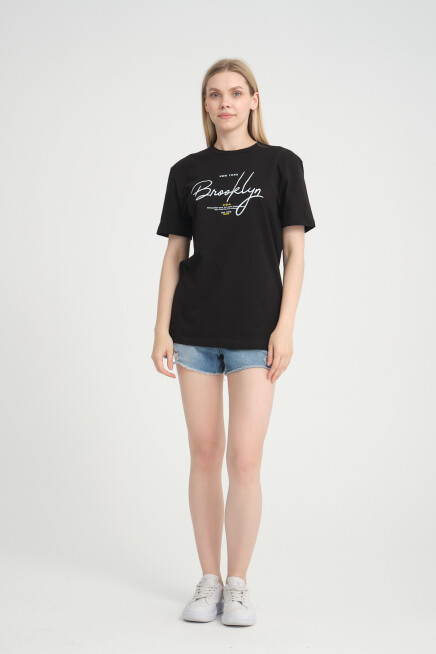 Süperlife Kadın Bisiklet Yaka Oversize Fit  Tişort SPR24TSk110