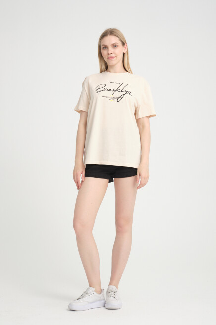Süperlife Kadın Bisiklet Yaka Oversize Fit  Tişort SPR24TSk110