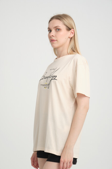 Süperlife Kadın Bisiklet Yaka Oversize Fit  Tişort SPR24TSk110