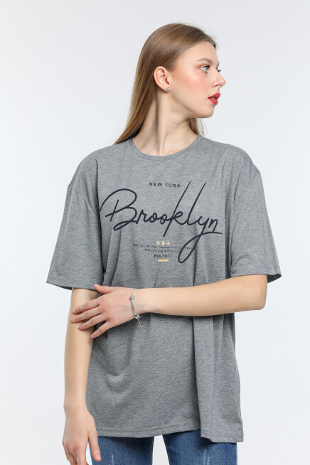 Süperlife Kadın Bisiklet Yaka Oversize Fit  Tişort SPR24TSk110